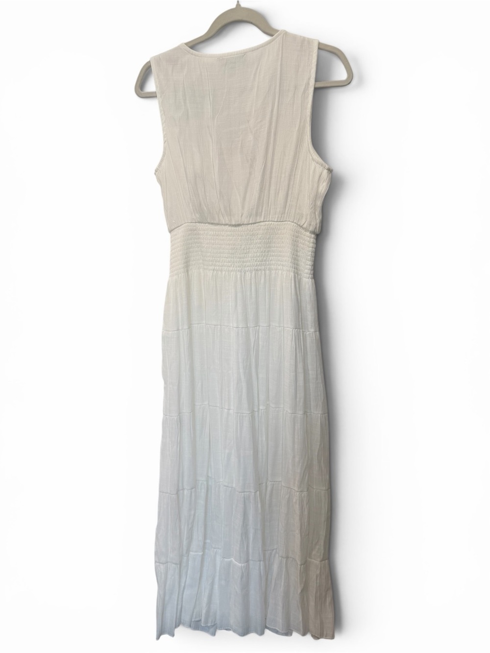 J Gee White Boho Tiered Maxi Dress with Colorful Granny Square Crochet Trim - Picture 8 of 10